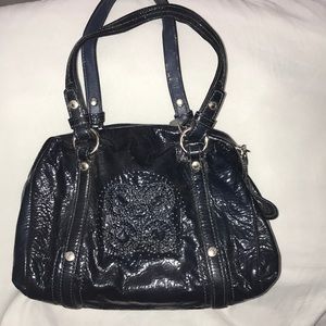 Dark shiny blue coach bag